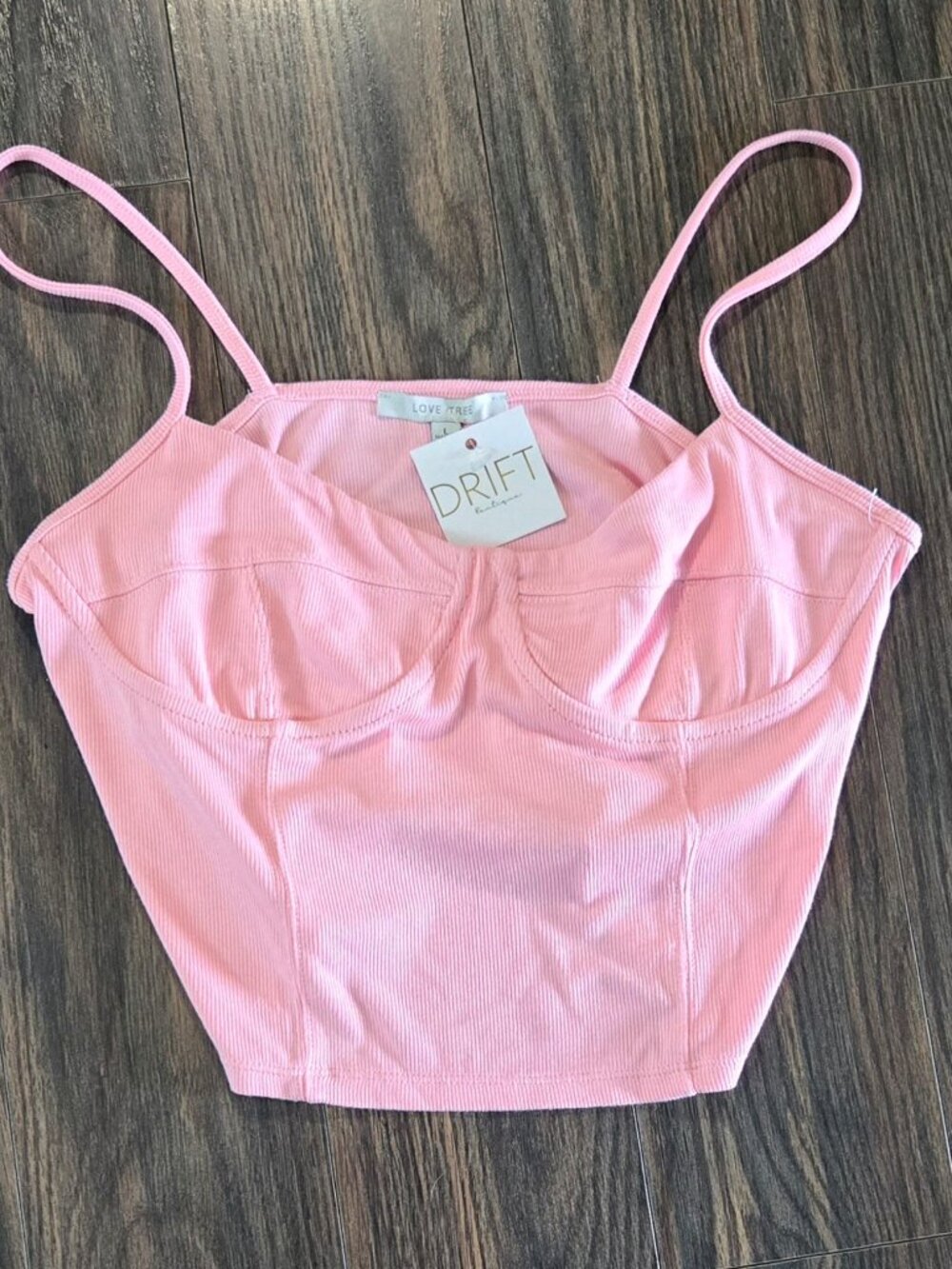 LOVE TREE Rayon/Spandex Bustier Style Pink Crop Top NWT/SIZE L
